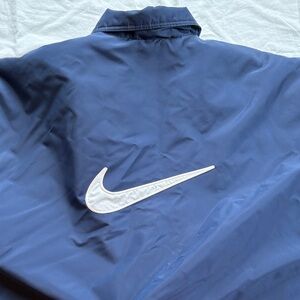 Nike Vintage Men's XL Long Parka Stadium Jacket Navy Big Swoosh on Back